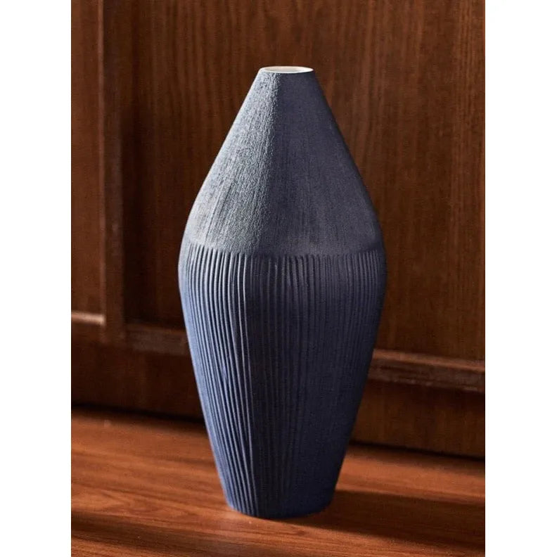 Ink Blue Diamond Vase with Contrast Texture