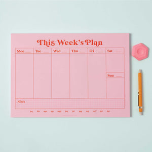 A4 Weekly Planner Pad | Pink & Red