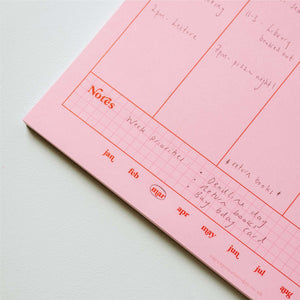 A4 Weekly Planner Pad | Pink & Red