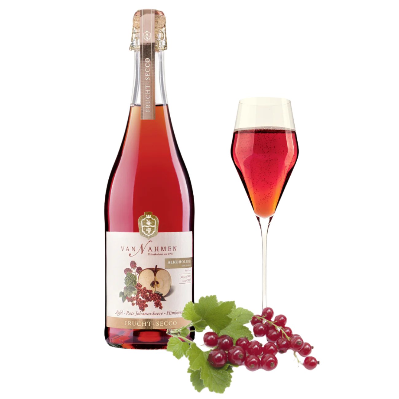  apfel himbeere johannisbeere frucht-secco sparkling fruit drink by vannahmen