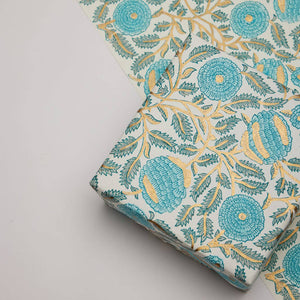 Block Printed Wrapping Paper Sheets | MarigoldGlitz Turquoise