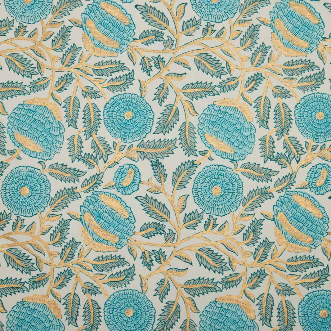 Block Printed Wrapping Paper Sheets | MarigoldGlitz Turquoise