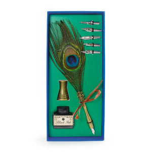 Calligraphy set with peacock feather pen