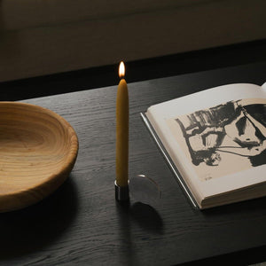 FUNDAMENT CANDLE HOLDER | STAINLESS STEEL | FORM 2 in living room on coffee table