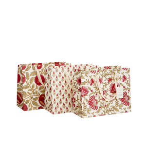 Hand Block Printed Gift Bags Medium | Scarlet