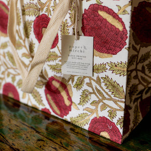 Hand Block Printed Gift Bags Medium | Scarlet