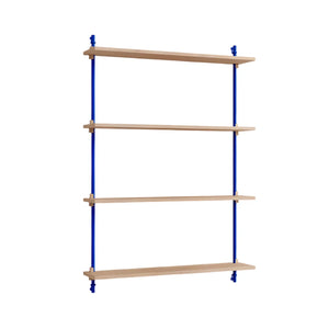 moebe oak wood wall shelves with blue fixture