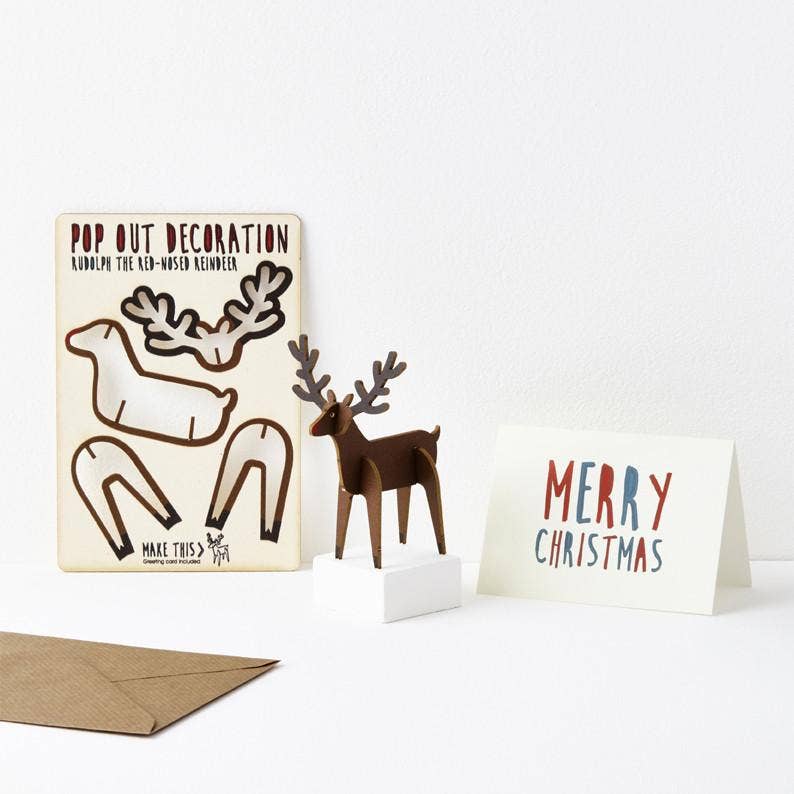 pop out xmas card in the form of rudolph