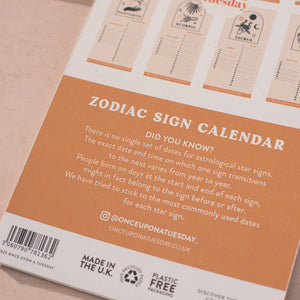 Undated Birthday Calendar | Zodiac Sign at material26