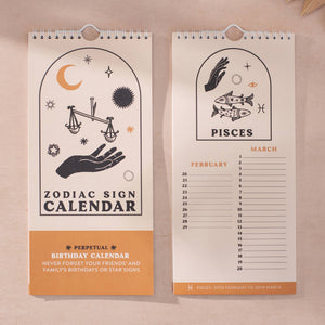 Undated Birthday Calendar | Zodiac Sign by good tuesday