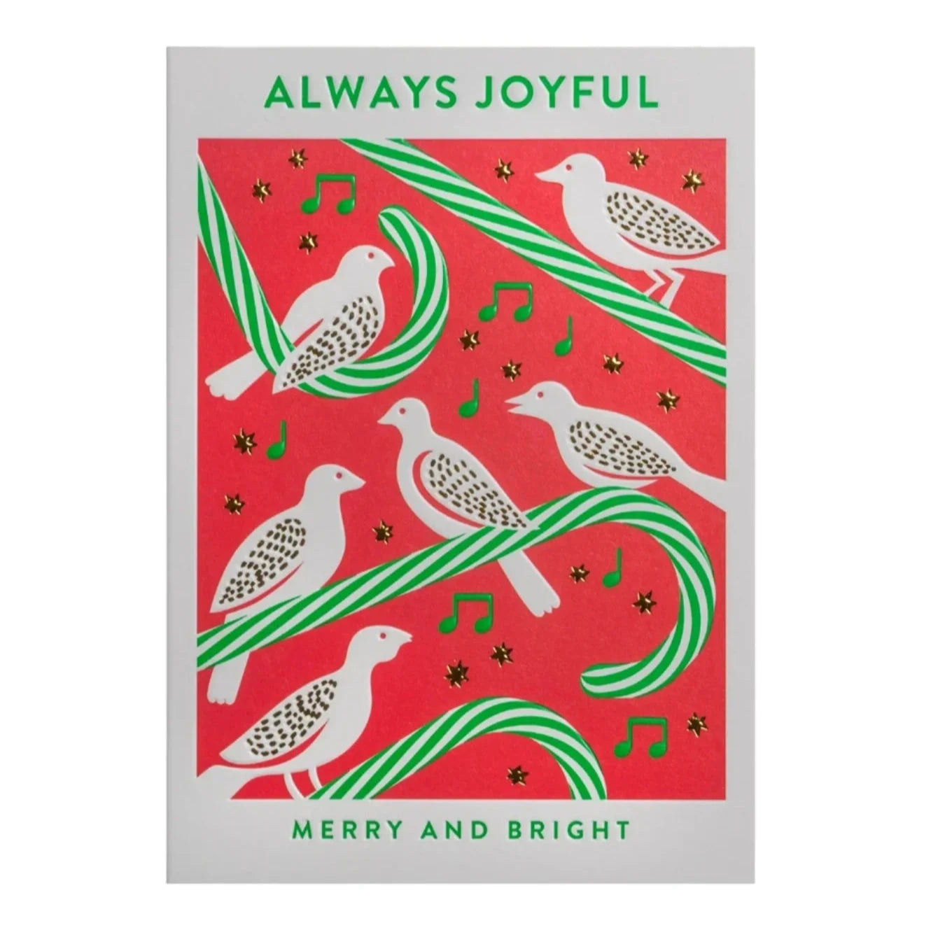 xmas card with doves and candy cane