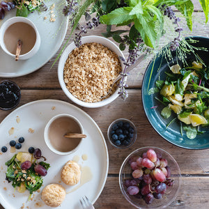 kinto ceramic bowl on breakfast table