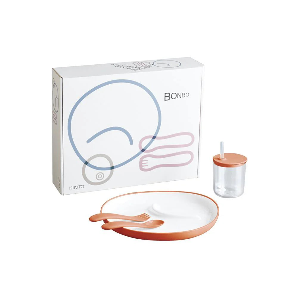 bonbo kids eating set with plate cutlery and drinking bottle