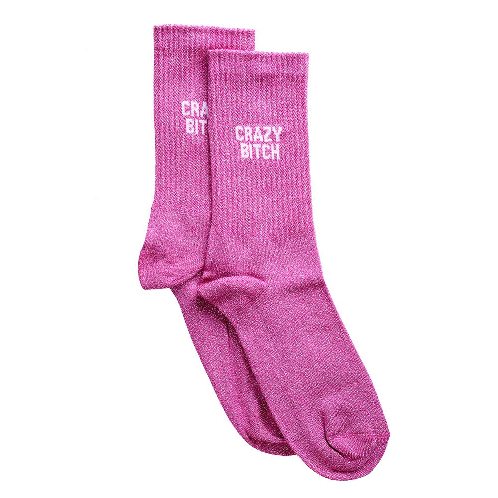 Crazy Bitch Pink | Glitter Socks