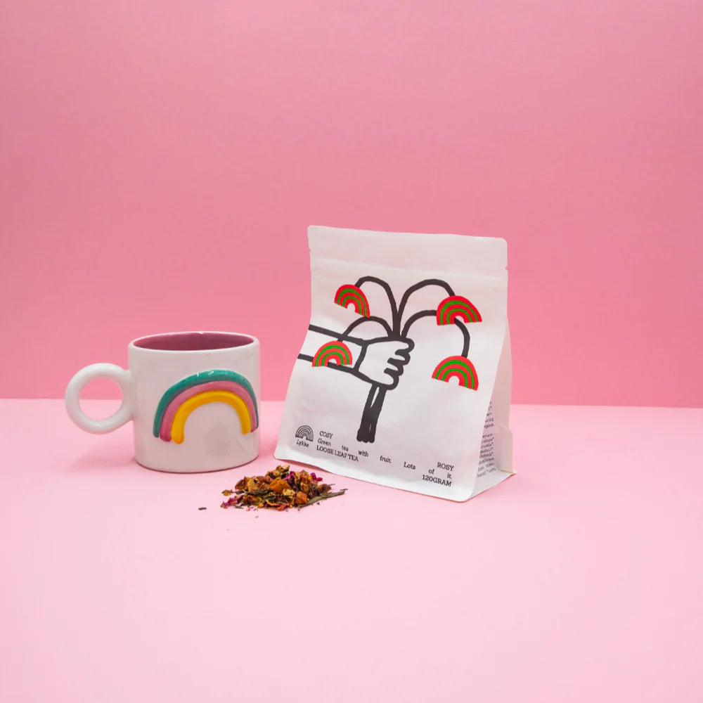 rose black tea with flower illustration packaging