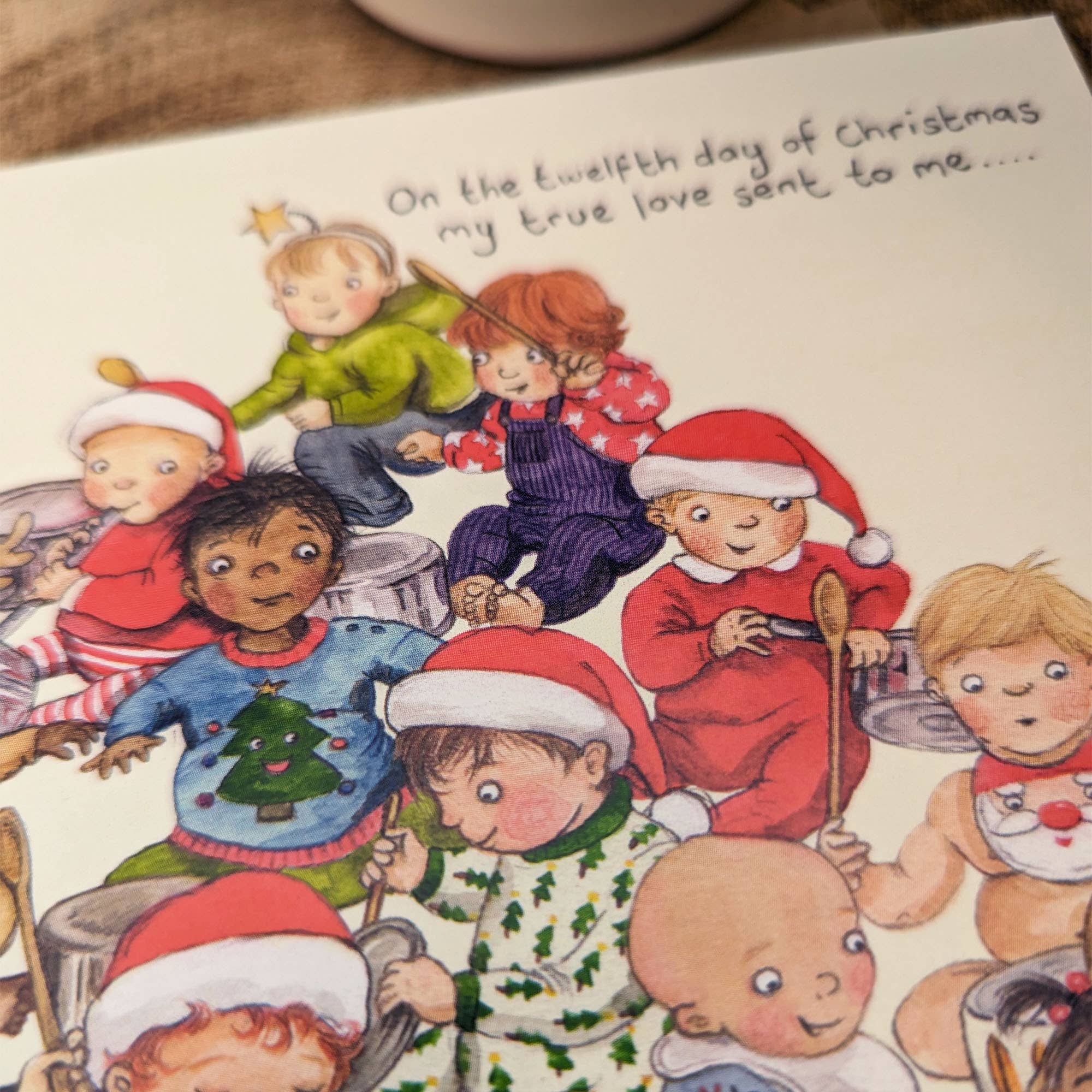 children drumming xmas card