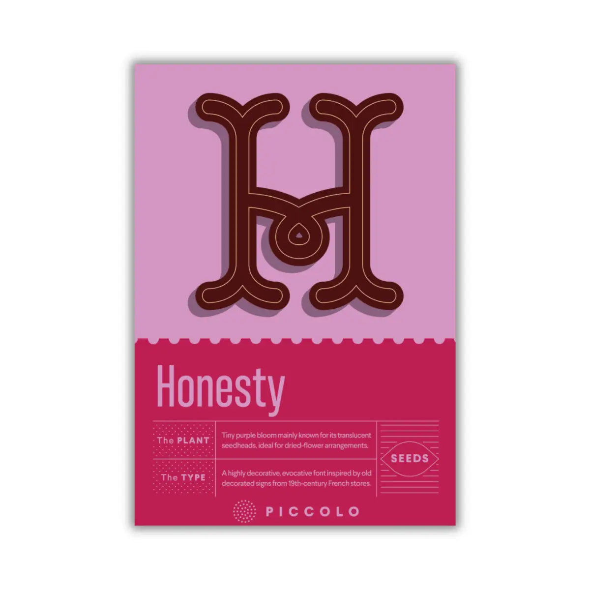 honesty plant seeds with typography packaging