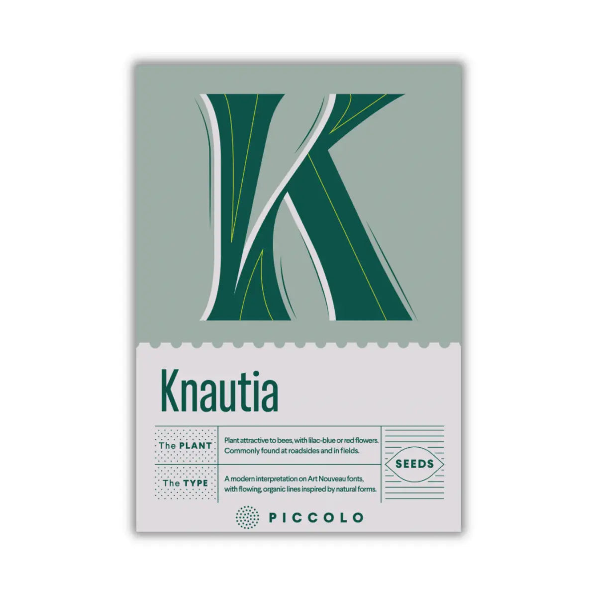 knautia plant seeds with typography packaging