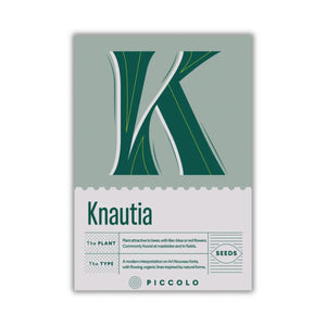 knautia plant seeds with typography packaging