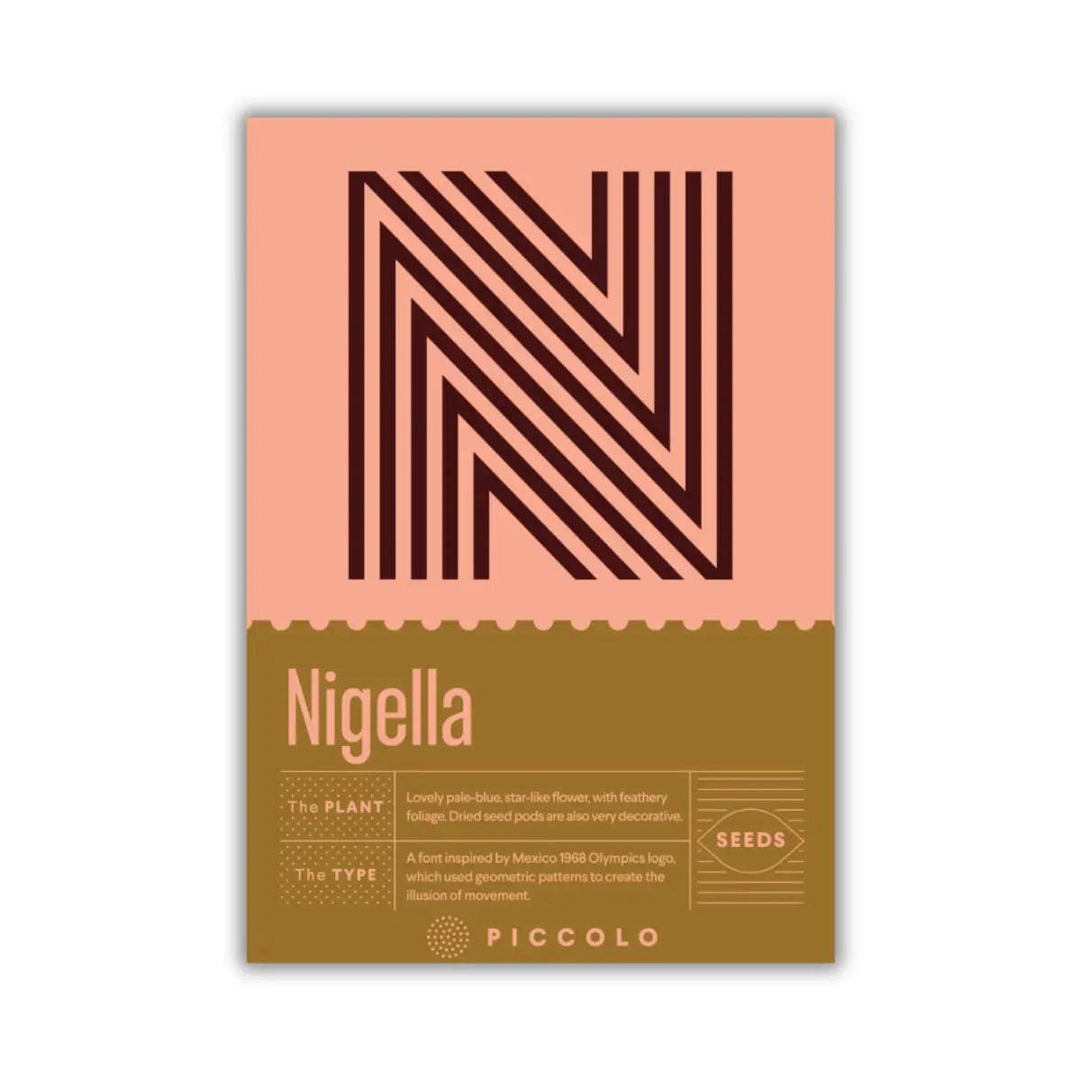 nigella plant seeds with typography packaging