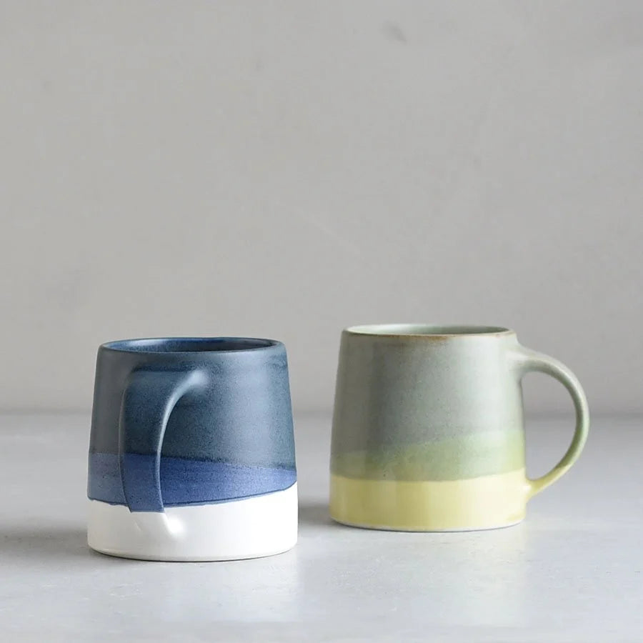 kinto ceramic coffee mug in blue grey