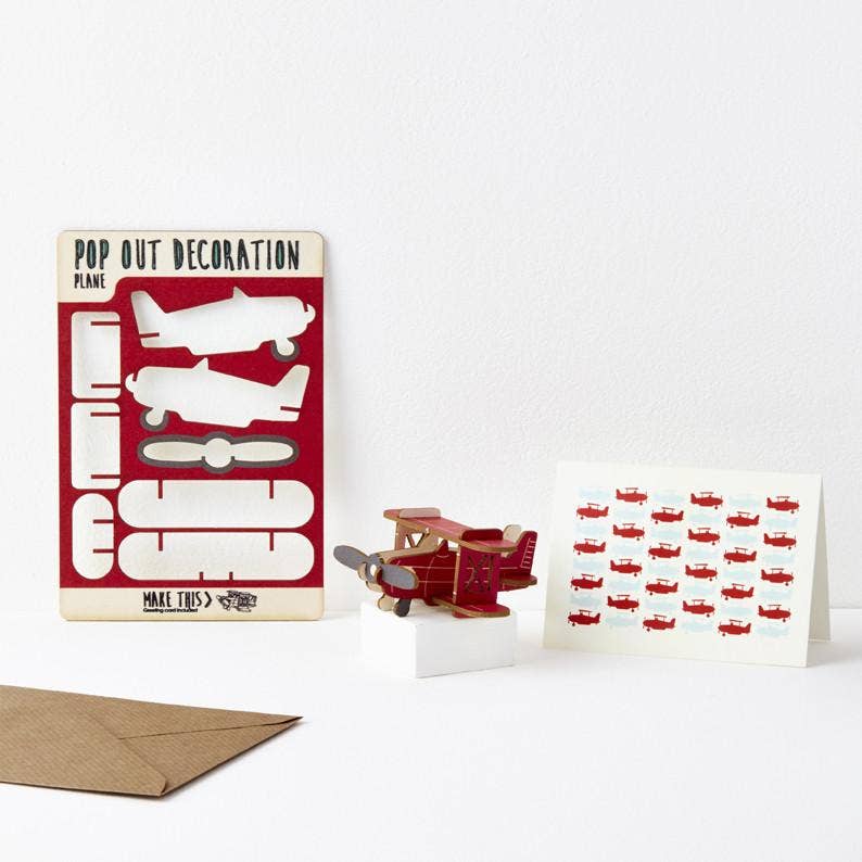 pop out card in the form of a red plane