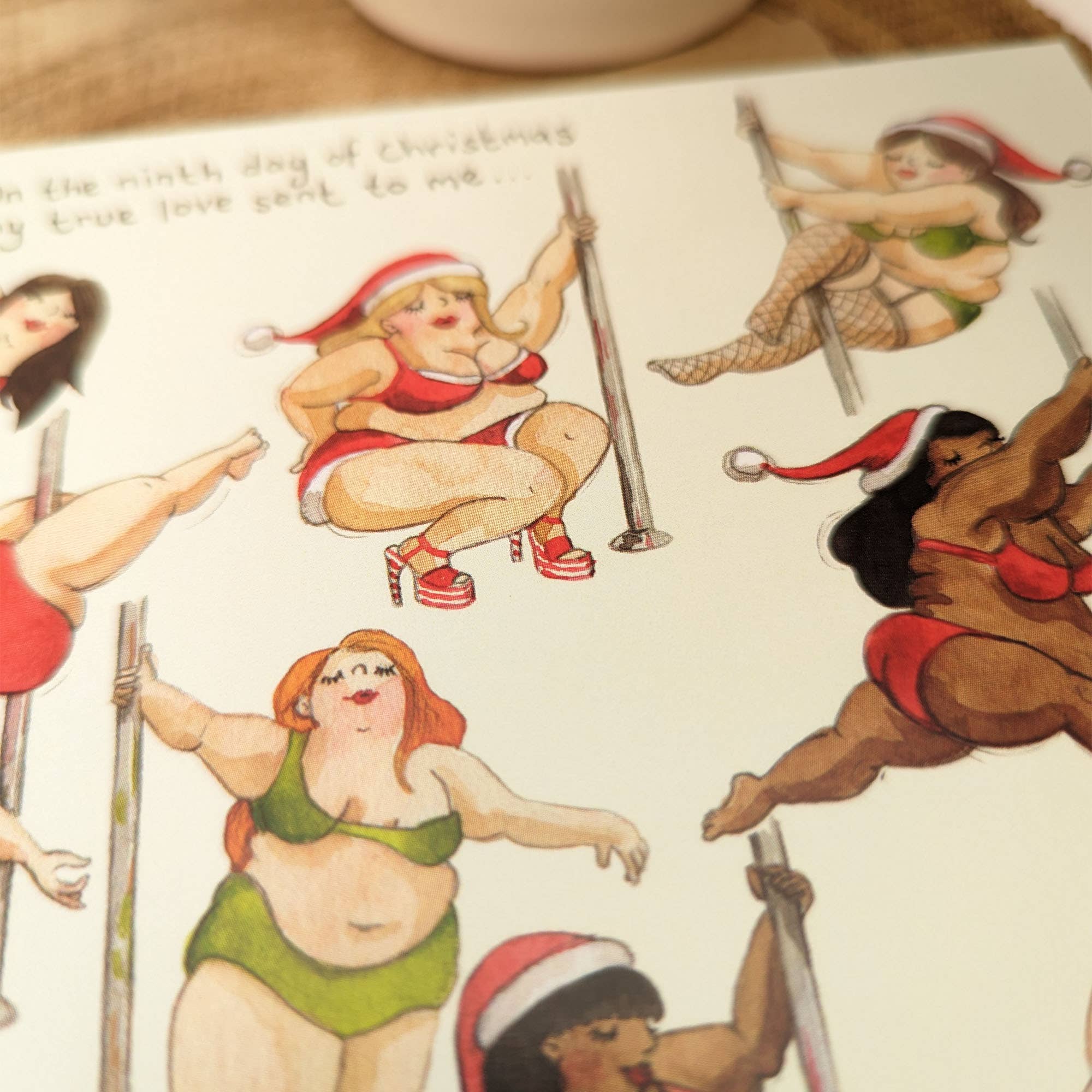 pole dancing ladies xmas card