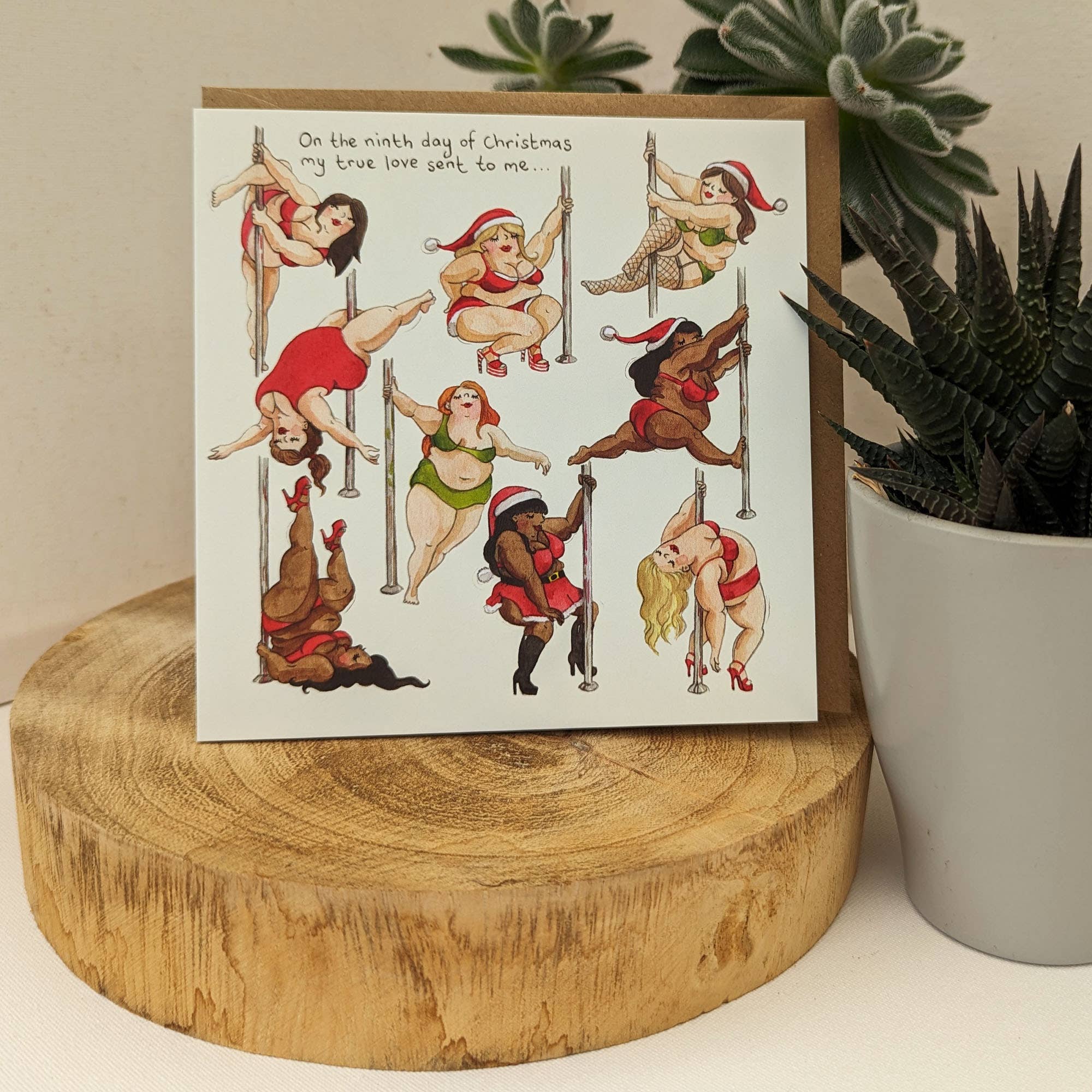 pole dancing ladies xmas card