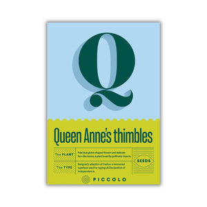 queen anne's thimbles plant seeds with typography packaging