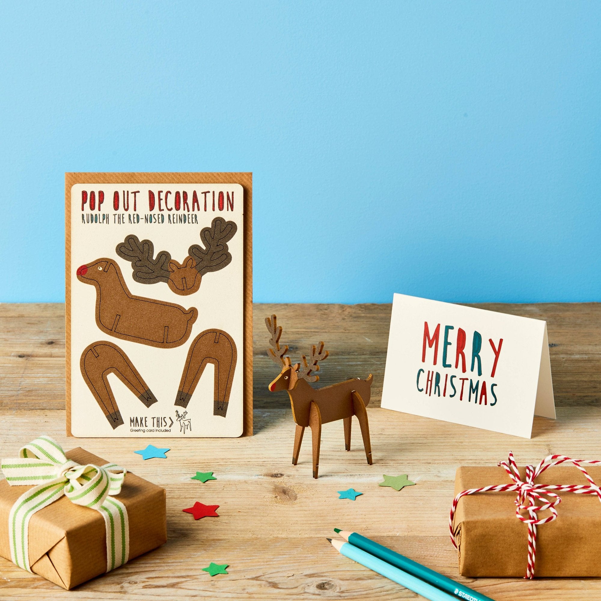 pop out xmas card in the form of rudolph