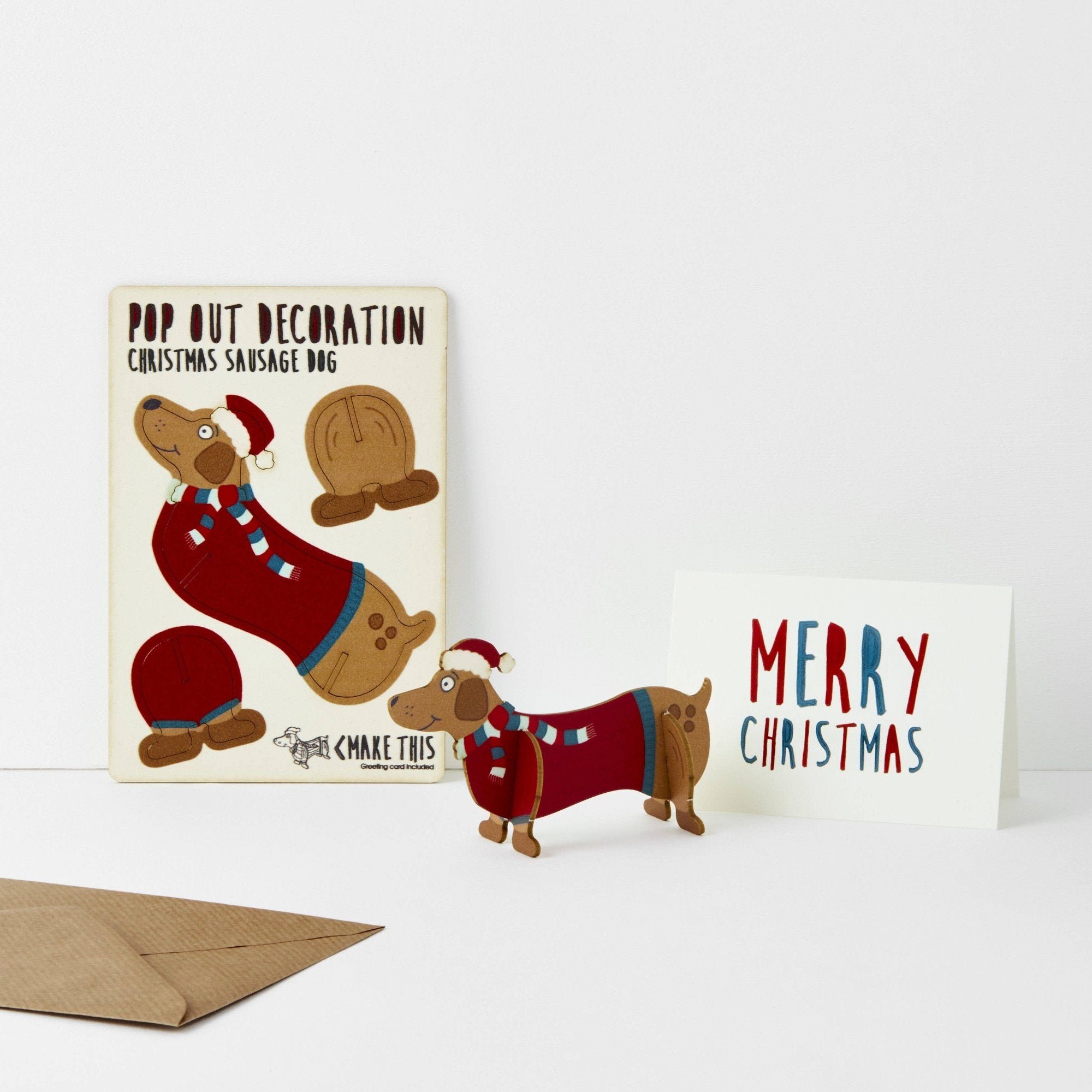 pop out xmas card in the form of sausage dog