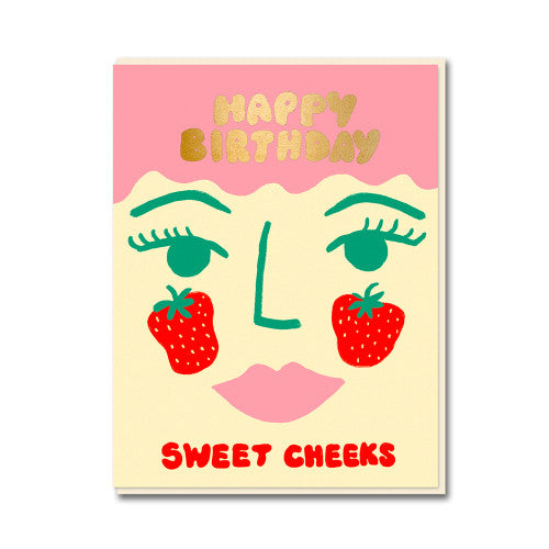 sweet cheeks girl strawberry birthday card