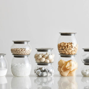 glass canister with steel lid collection