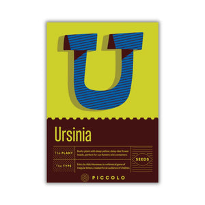 ursinia plant seeds with typography packaging