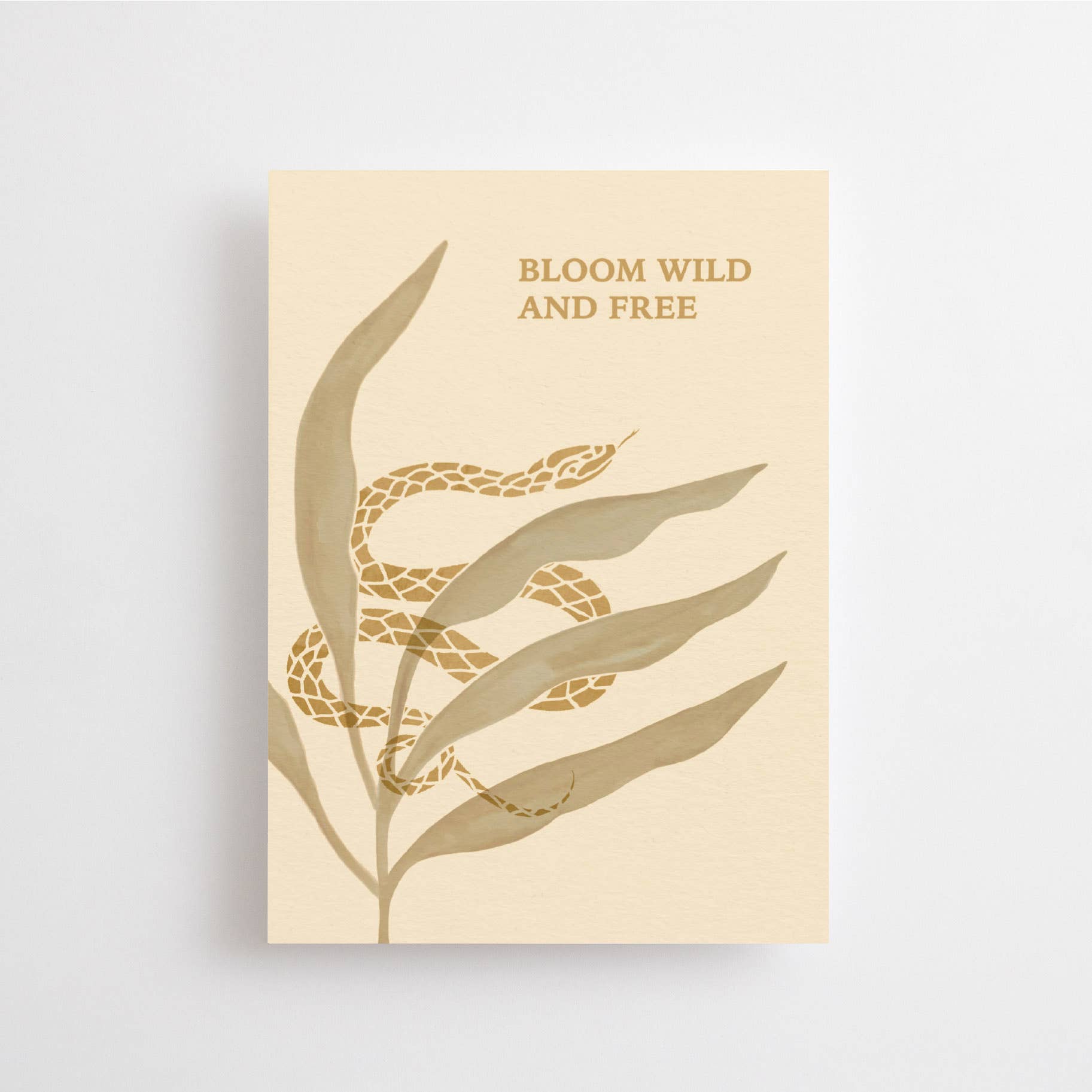 post card with the writing "bloom wild and free"