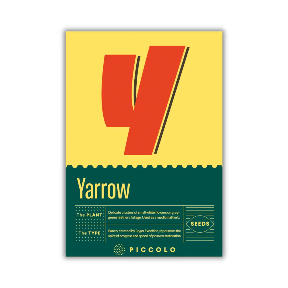 yarrow plant seeds with typography packaging