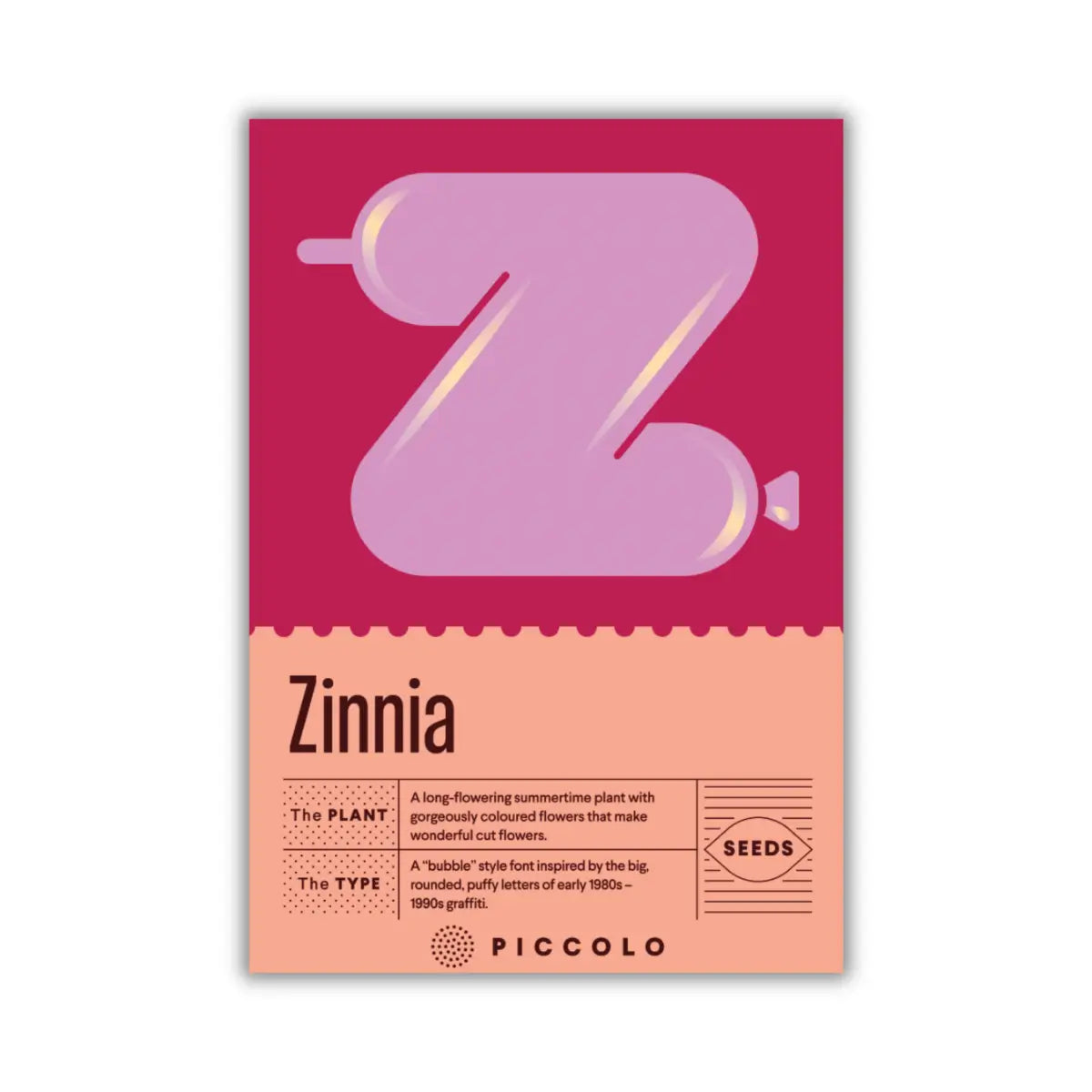 zinnia plant seeds with typography packaging